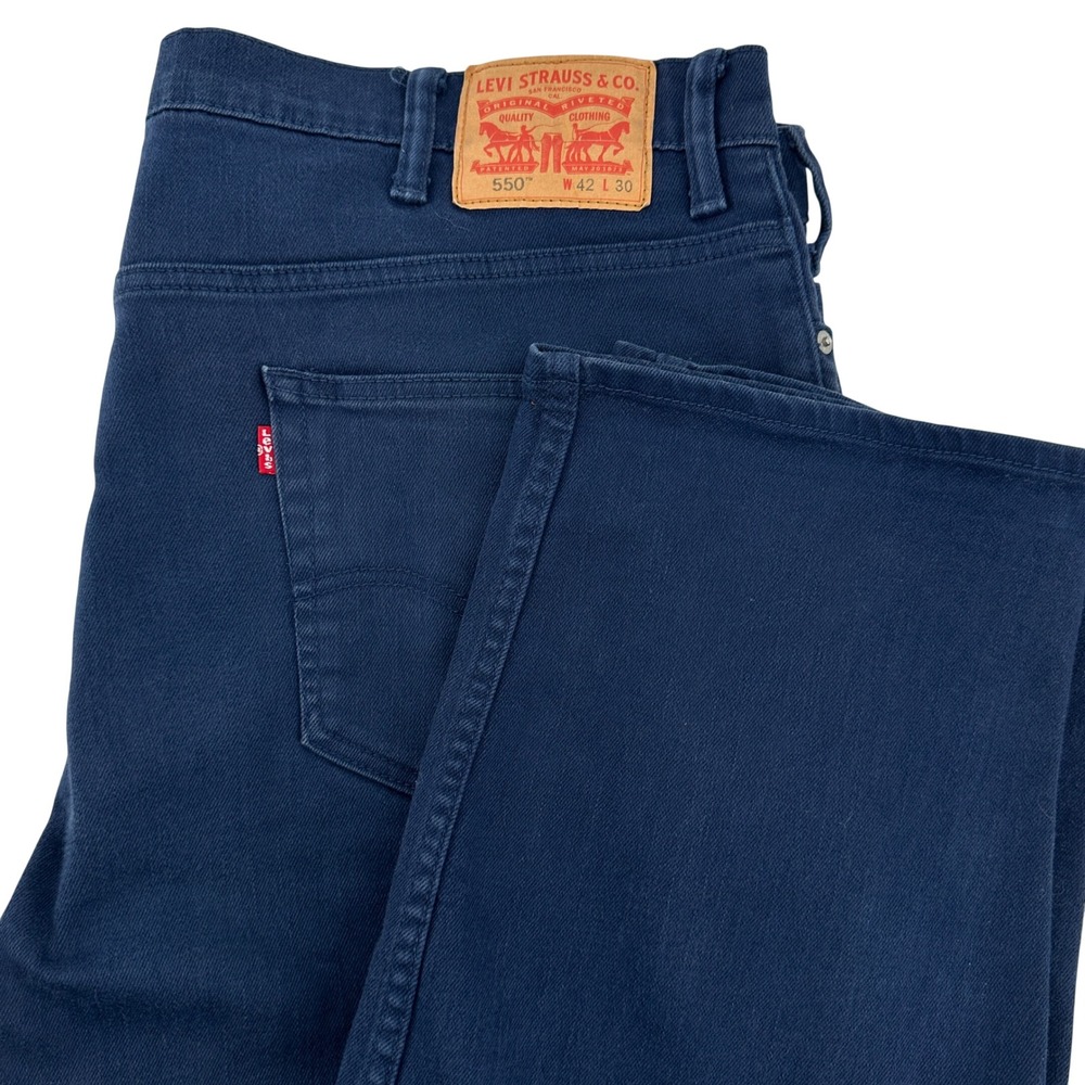 Levi Strauss 550 "Chino Jeans" Mens W42 L30 Navy Blue Relaxed Fit‎ Lightweight